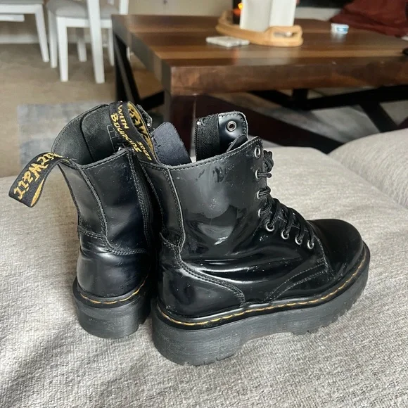 Dr. Martens Shiny Black Combat Boots - Picture 2 of 4